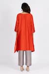 Shop_Bhavik Shah_Orange Chanderi , Cotton, Kaamdani Embellished Kimono Kurta Set _at_Aza_Fashions
