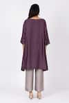 Shop_Bhavik Shah_Purple Chanderi , Cotton, Kaamdani Embellished Kimono Kurta Set _at_Aza_Fashions