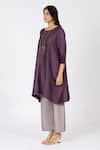 Bhavik Shah_Purple Chanderi , Cotton, Kaamdani Embellished Kimono Kurta Set _Online_at_Aza_Fashions