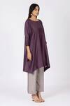 Buy_Bhavik Shah_Purple Chanderi , Cotton, Kaamdani Embellished Kimono Kurta Set _Online_at_Aza_Fashions