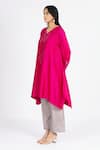 Buy_Bhavik Shah_Pink Chanderi , Cotton, Kaamdani Placket Embellished Kimono Kurta Set _Online_at_Aza_Fashions