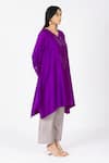 Buy_Bhavik Shah_Purple Chanderi , Cotton, Kaamdani Placket Embellished Kimono Kurta Set _Online_at_Aza_Fashions