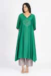 Buy Bhavik Shah Emerald Green Chanderi , Cotton, Kaamdani Embellished Kimono Kurta Set at Aza Fashions Buy_Bhavik Shah_Emerald Green Chanderi , Cotton, Kaamdani Embellished Kimono Kurta Set _at_Aza_Fashions