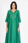 Shop Bhavik Shah Emerald Green Chanderi , Cotton, Kaamdani Embellished Kimono Kurta Set Online at Aza Fashions Shop_Bhavik Shah_Emerald Green Chanderi , Cotton, Kaamdani Embellished Kimono Kurta Set _Online_at_Aza_Fashions
