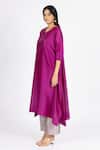 Shop_Bhavik Shah_Pink Chanderi , Cotton, Kaamdani Embellished Kimono Kurta And Pant Set _Online_at_Aza_Fashions