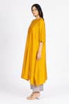 Buy_Bhavik Shah_Yellow Chanderi , Cotton, Kaamdani Embellished Kimono Kurta And Pant Set _Online_at_Aza_Fashions