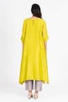 Shop_Bhavik Shah_Yellow Chanderi , Cotton, Kaamdani Embellished Kimono Kurta With Pant _at_Aza_Fashions