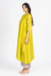 Buy_Bhavik Shah_Yellow Chanderi , Cotton, Kaamdani Embellished Kimono Kurta With Pant _Online_at_Aza_Fashions