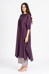 Buy_Bhavik Shah_Purple Chanderi , Cotton, Kaamdani Embellished Kimono Kurta With Pant _Online_at_Aza_Fashions