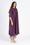 Bhavik Shah_Purple Chanderi , Cotton, Kaamdani Embellished Kimono Kurta With Pant _at_Aza_Fashions