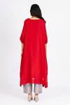 Shop_Bhavik Shah_Red Chanderi , Cotton, Kaamdani Mukaish Work Kimono Kurta With Pant _at_Aza_Fashions