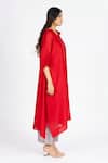 Buy_Bhavik Shah_Red Chanderi , Cotton, Kaamdani Mukaish Work Kimono Kurta With Pant _Online_at_Aza_Fashions