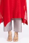 Bhavik Shah_Red Chanderi , Cotton, Kaamdani Mukaish Work Kimono Kurta With Pant _at_Aza_Fashions