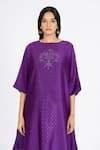 Bhavik Shah_Purple Chanderi , Cotton, Kaamdani Mukaish Work Kimono Kurta And Pant Set _Online_at_Aza_Fashions