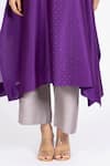 Buy_Bhavik Shah_Purple Chanderi , Cotton, Kaamdani Mukaish Work Kimono Kurta And Pant Set _Online_at_Aza_Fashions