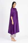 Shop_Bhavik Shah_Purple Chanderi , Cotton, Kaamdani Mukaish Work Kimono Kurta And Pant Set _Online_at_Aza_Fashions