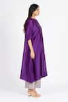Bhavik Shah_Purple Chanderi , Cotton, Kaamdani Mukaish Work Kimono Kurta And Pant Set _at_Aza_Fashions