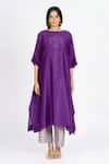Buy_Bhavik Shah_Purple Chanderi , Cotton, Kaamdani Mukaish Work Kimono Kurta And Pant Set _at_Aza_Fashions
