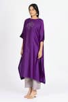 Buy_Bhavik Shah_Purple Chanderi , Cotton, Kaamdani Mukaish Work Kimono Kurta And Pant Set 