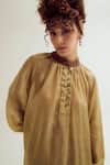 Shop_Capisvirleo_Beige Silk Embroidery Mandarin Collar Eila Ecru Shirt _Online_at_Aza_Fashions