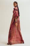 Capisvirleo_Peach Silk Embroidery, Beads V-neck Aster Tie Dye Kaftan _Online_at_Aza_Fashions