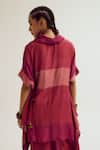 Shop_Capisvirleo_Fuchsia Cotton, Silk Embroidery, Plumeria Colourblock Kaftan With Dhoti Pant _at_Aza_Fashions