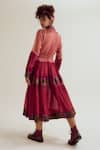 Shop_Capisvirleo_Fuchsia Chanderi Silk Embroidery Collared Wisteria Dress _at_Aza_Fashions
