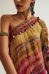 Buy_Capisvirleo_Fuchsia Silk Embroidery, Pom-poms, Beads Off-shoulder Heather Off Tie Dye Dress _Online_at_Aza_Fashions