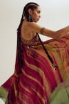 Shop_Capisvirleo_Fuchsia Silk Embroidery, Pom-poms, Beads Off-shoulder Heather Off Tie Dye Dress _at_Aza_Fashions