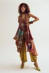 Buy_Capisvirleo_Brown Silk Embroidery, Tassels V-neck, Sweetheart Ira Tie Dye Jacket Cape Set _at_Aza_Fashions