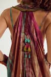 Buy_Capisvirleo_Brown Silk Embroidery, Tassels V-neck, Sweetheart Ira Tie Dye Jacket Cape Set _Online_at_Aza_Fashions