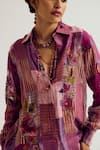 Buy_Capisvirleo_Lavender Linen, Jacquard, Silk Patchwork, Paako Shirt And Vinc Skirt Set _Online_at_Aza_Fashions