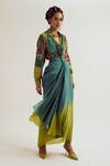 Buy_Capisvirleo_Turquoise Silk Vinca Skirt _Online_at_Aza_Fashions