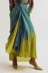 Shop_Capisvirleo_Turquoise Silk Vinca Skirt _Online_at_Aza_Fashions