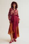Buy_Capisvirleo_Pink Silk Vinca Skirt _at_Aza_Fashions