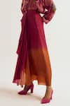 Capisvirleo_Pink Silk Vinca Skirt _Online_at_Aza_Fashions