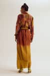 Shop_Capisvirleo_Rust Linen, Silk, Jacquard Patchwork, Embroidery Collared Paako Shirt _at_Aza_Fashions