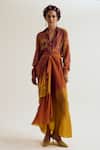 Buy_Capisvirleo_Rust Silk Vinca Skirt _at_Aza_Fashions