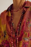 Buy_Capisvirleo_Rust Linen, Silk, Jacquard Patchwork, Embroidery Paako Shirt And Vinca Skirt Set _Online_at_Aza_Fashions
