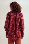 Shop_Capisvirleo_Fuchsia Chanderi Silk Patchwork, Embroidery Collared Cosmos Shirt _at_Aza_Fashions