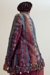 Shop_Capisvirleo_Lavender Silk Fabric Flowers, Embroidery, Patchwork, Laburnum Tie Dye Blazer _at_Aza_Fashions