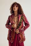 Buy_Capisvirleo_Fuchsia Silk Embroidery, Fabric Flowers Laburnum Tie Dye Blazer _at_Aza_Fashions