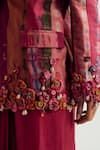Shop_Capisvirleo_Fuchsia Silk Embroidery, Fabric Flowers Laburnum Tie Dye Blazer _Online_at_Aza_Fashions