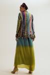 Shop_Capisvirleo_Turquoise Silk Fabric Flowers, Embroidery, Beads Laburnum Tie Dye Blazer _at_Aza_Fashions