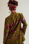 Capisvirleo_Green Chanderi Silk Patchwork, Embroidery, Fabric Graceland Front Jacket _Online_at_Aza_Fashions