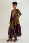 Buy_Capisvirleo_Green Chanderi Silk Patchwork, Embroidery, Fabric Graceland Front Jacket _Online_at_Aza_Fashions
