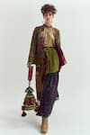 Buy_Capisvirleo_Green Chanderi Silk Patchwork, Embroidery, Fabric Graceland Front Jacket _at_Aza_Fashions