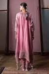 Shop_Nabo_Pink Tissue Embroidery, Beads, Pearls V-neck Dori Kaftan And Pant Set _at_Aza_Fashions