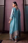 Shop_Nabo_Blue Tissue Embroidery, Sequins, Pearls, Zari Paisley Pattern Kaftan And Pant Set _at_Aza_Fashions
