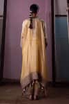 Shop_Nabo_Yellow Tissue Embroidery, Sequins, Tassels V-neck Floral Kaftan With Pant _at_Aza_Fashions